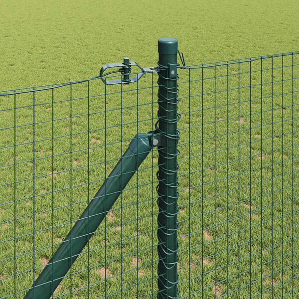 vidaXL Poteau de cl&ocirc;ture. Vert 10 x 1 m (25 x 25 mm de maille) Acier