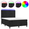 vidaXL Sommier &agrave; lattes de lit matelas et LED Noir 140x200 cm Velours