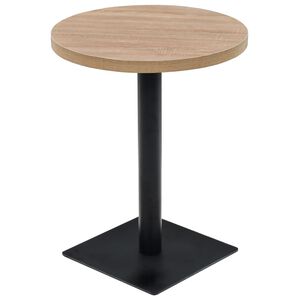 vidaXL Table de bistro MDF et acier Rond 60 x 75 cm Couleur de ch&ecirc;ne