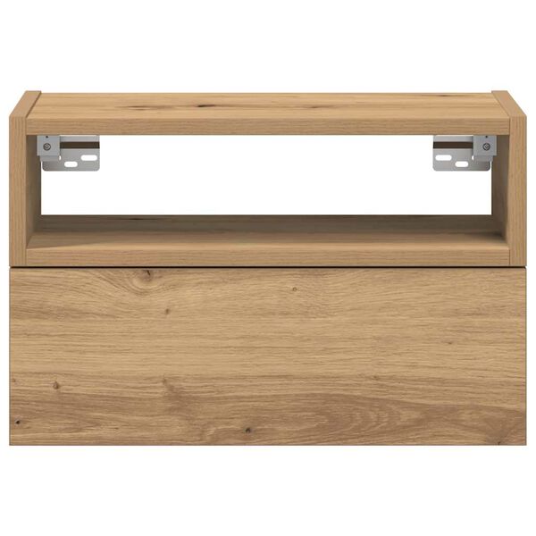 vidaXL Table de chevet murale ch&ecirc;ne artisanal 45x26x28,5 cm