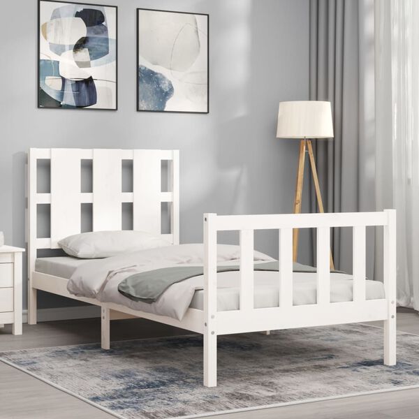 vidaXL Cadre de lit sans matelas blanc 90x200 cm bois de pin massif