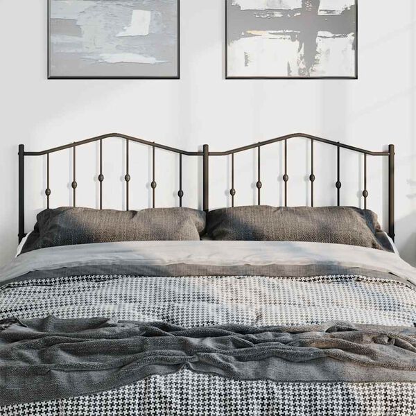 vidaXL T&ecirc;te de lit de remplacement m&eacute;tal noir 193 cm