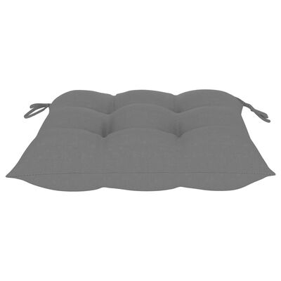 vidaXL Chaises de jardin lot de 4 et coussins gris Bois de teck solide