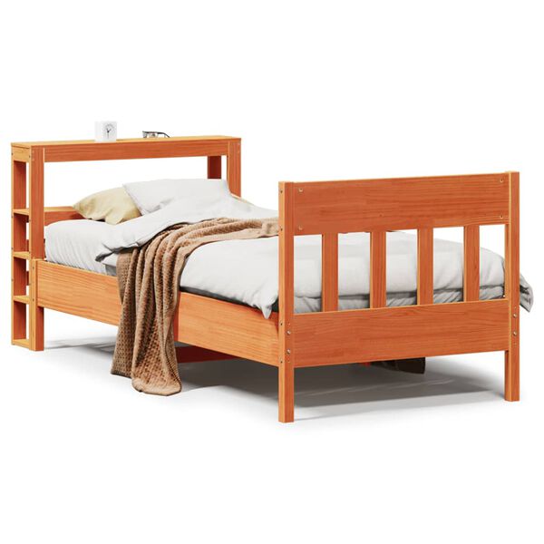 vidaXL Cadre de lit sans matelas cire marron 100x200cm bois pin massif