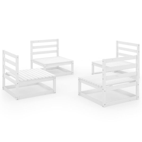 vidaXL Salon de jardin 4 pcs Blanc Bois de pin massif