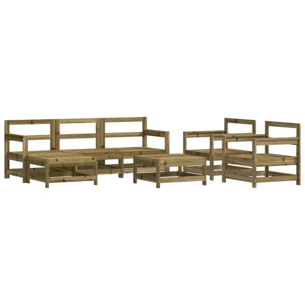 vidaXL Salon de jardin 7 pcs avec coussins bois de pin impr&eacute;gn&eacute;