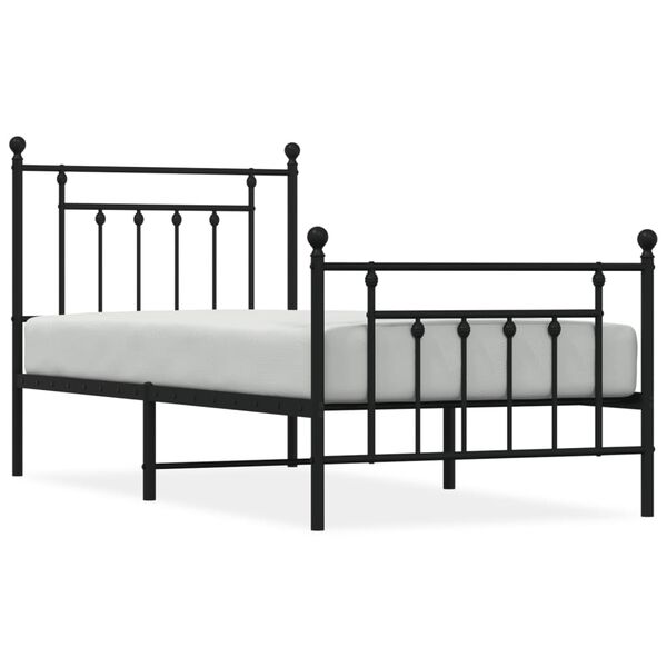 vidaXL Cadre de lit m&eacute;tal sans matelas avec pied de lit noir 90x200 cm