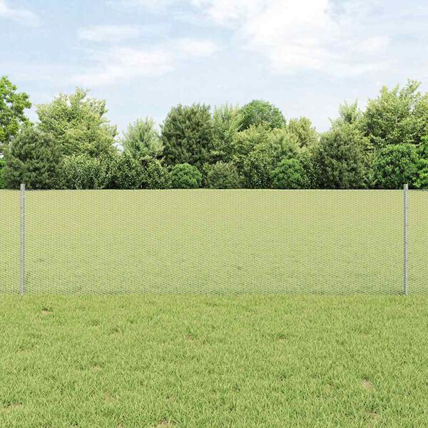 vidaXL Cl&ocirc;ture avec poteau Argent&eacute; 0,6 x 10 m Acier
