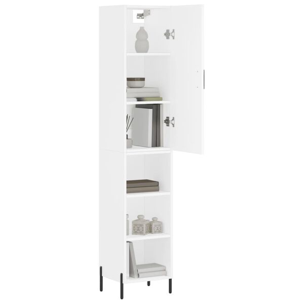 vidaXL Buffet haut Blanc 34,5x34x180 cm Bois d'ing&eacute;nierie
