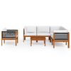 vidaXL Salon de jardin 7 pi&egrave;ces avec coussins, bois d'acacia cr&egrave;me et corde