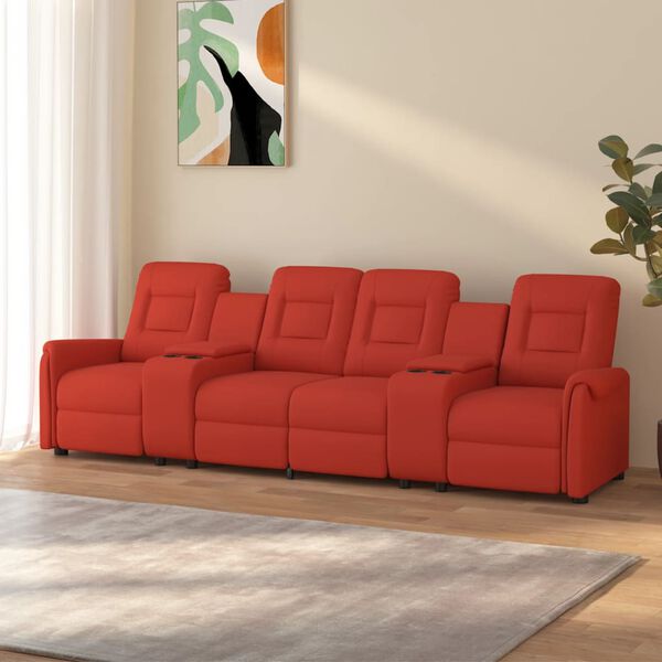 vidaXL Fauteuil inclinable porte-gobelets 4 places Bordeaux Similicuir