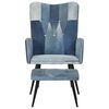 vidaXL Fauteuil avec repose-pieds Denim Bleu Toile patchwork