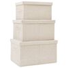 vidaXL Bo&icirc;tes de rangement empilables 3 pcs Tissu Cr&egrave;me