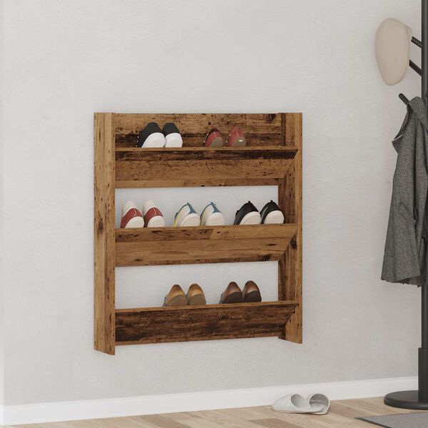 vidaXL Armoire &agrave; chaussures murale vieux bois 80x18x90 cm