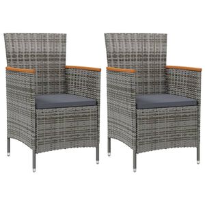 vidaXL Chaises &agrave; manger de jardin lot de 2 R&eacute;sine tress&eacute;e Gris