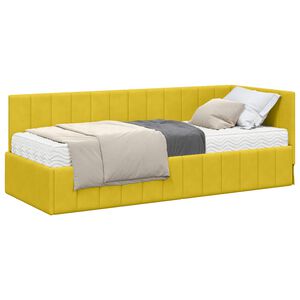 vidaXL Cadre de lit d'angle avec matelas 2 pc Jaune Velours