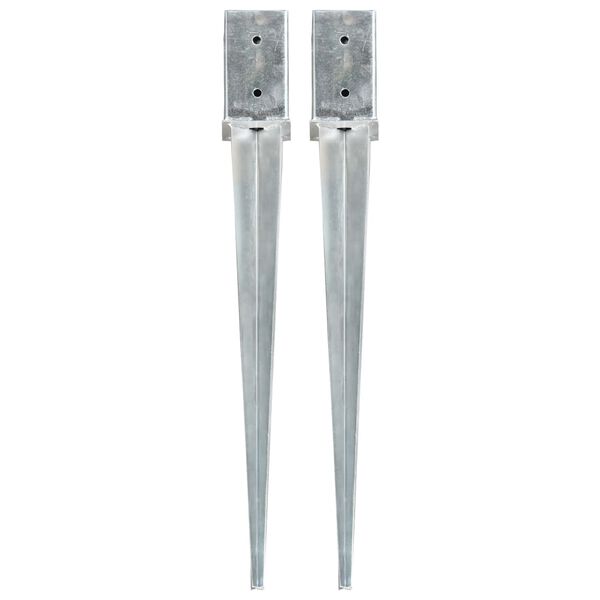 vidaXL Piquets au sol 2 pcs Argent&eacute; 8x8x76 cm Acier galvanis&eacute;