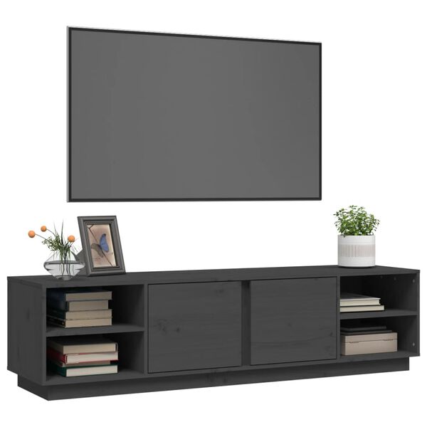 vidaXL Meuble TV Gris 156x40x40 cm Bois de pin massif