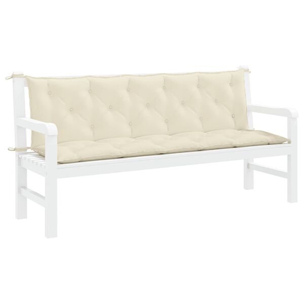 vidaXL Coussin de banc de jardin blanc cr&egrave;me tissu oxford