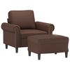 vidaXL Fauteuil avec repose-pied Marron 60 cm Similicuir