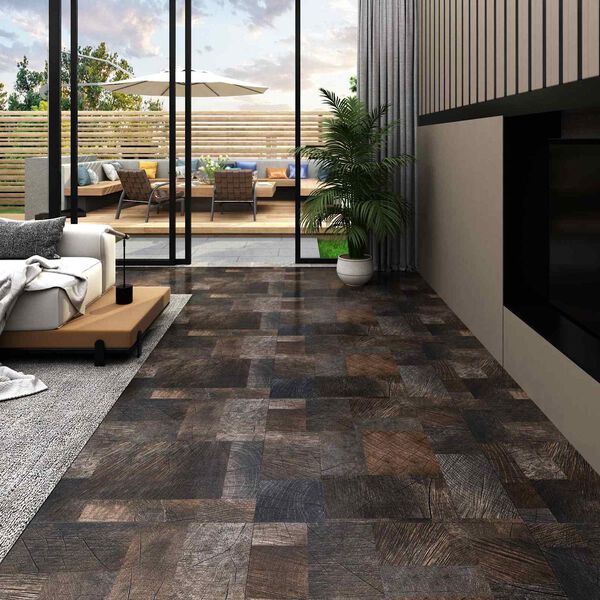 vidaXL Planches de sol 55 pcs Marron 5,11 m&sup2; PVC