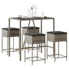 vidaXL Ensemble de bar de jardin 5 pcs avec coussins gris poly rotin