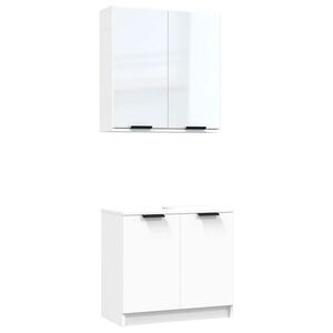 vidaXL Meubles de salle de bain 2 pcs Blanc Bois d'ing&eacute;nierie