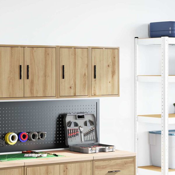 vidaXL Armoires murales garage 2 pcs ch&ecirc;ne artisanal bois d'ing&eacute;nierie