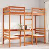 vidaXL Lit mezzanine avec bureau et chaises brun cire 80x200 cm pin