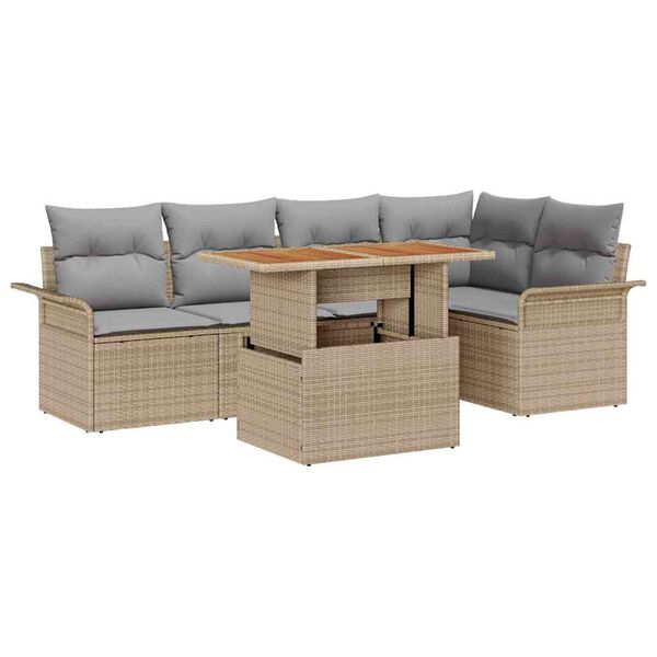 vidaXL Ensemble de canap&eacute; de jardin 6 pcs beige et gris clair