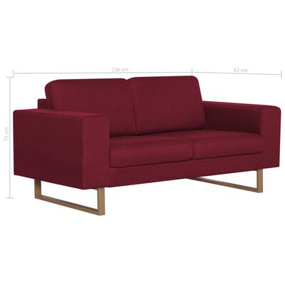 vidaXL Ensemble de canapé 2 pcs Tissu Rouge bordeaux