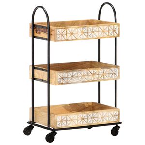 vidaXL Chariot de cuisine &agrave; 3 niveaux 46x30x76 cm Bois de manguier
