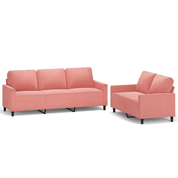 vidaXL Ensemble de canap&eacute;s 2 pcs avec coussins Rose Velours