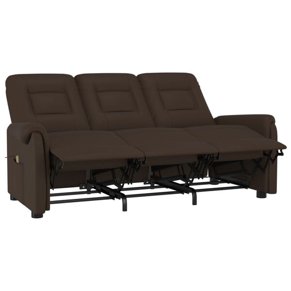 vidaXL Fauteuil de massage inclinable 3 places marron similicuir