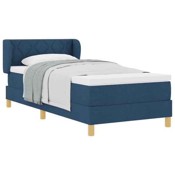 vidaXL Lit &agrave; ressorts avec matelas Bleu 100 x 200 cm tissu