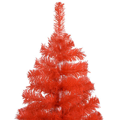vidaXL Sapin de Noël artificiel pré-éclairé et support rouge 180cm PVC