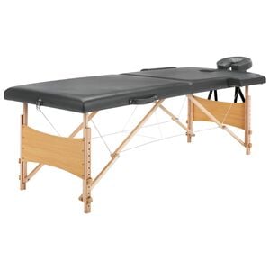 vidaXL Table de massage avec 2 zones Cadre en bois Anthracite 186x68cm