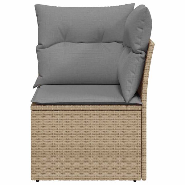 vidaXL Canap&eacute; d'angle de jardin avec coussins beige r&eacute;sine tress&eacute;e