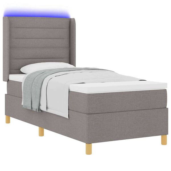 vidaXL Lit &agrave; ressorts avec matelas Taupe 90 x 190 cm tissu