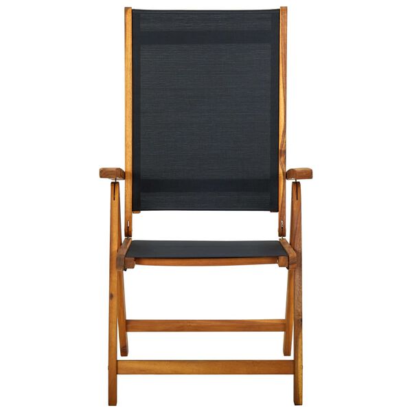 vidaXL Chaises de jardin pliantes lot de 4 acacia massif et textil&egrave;ne