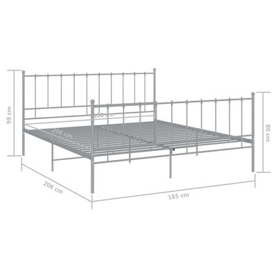 vidaXL Cadre de lit sans matelas gris métal 180x200 cm