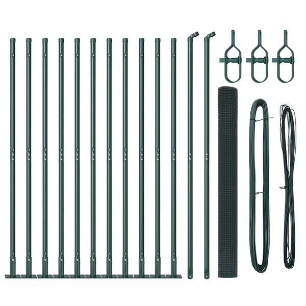 vidaXL Poteau de cl&ocirc;ture. Vert 25 x 1,6 m (grillage 16 x 16 mm)