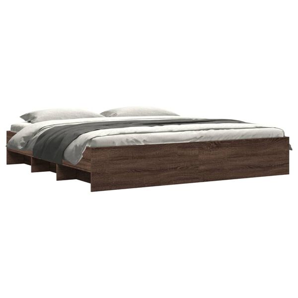vidaXL Cadre de lit sans matelas ch&ecirc;ne marron 200x200 cm