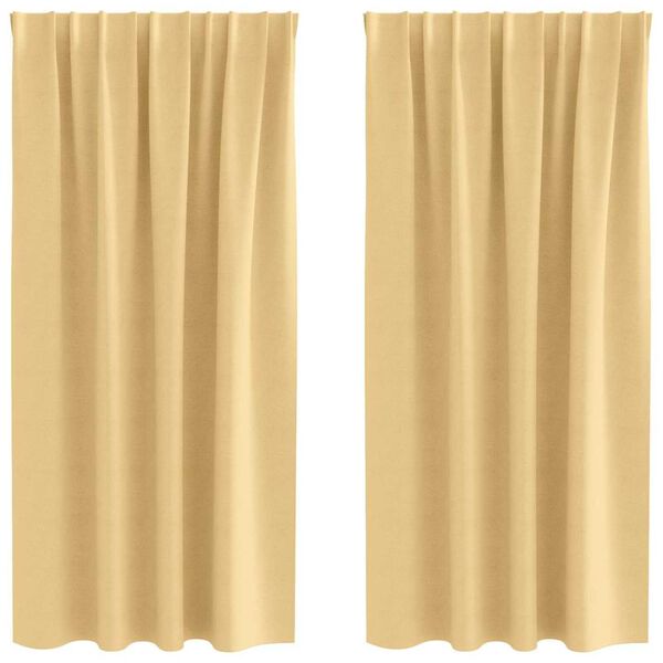 vidaXL Rideaux occultants avec anneaux 2 pcs Beige 175 x 140 cm