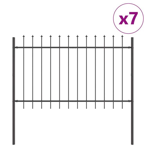 vidaXL Cl&ocirc;ture de jardin 7 pcs Gris 11,9 x 1,2 m