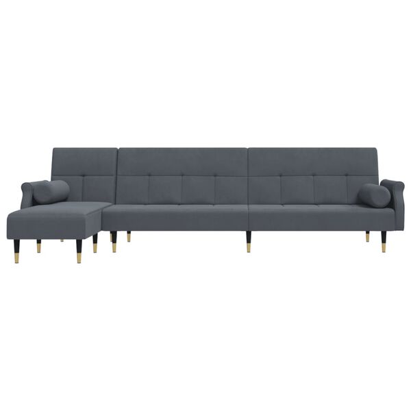 vidaXL Canap&eacute;-lit en forme de L gris 271x140x70 cm velours