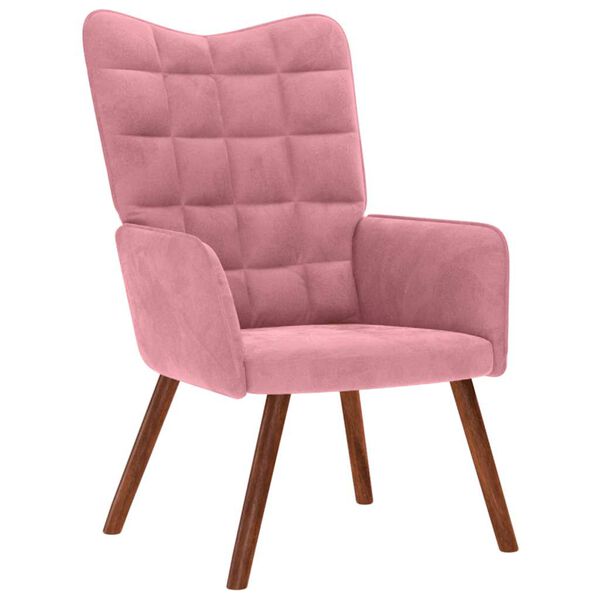 vidaXL Chaise de relaxation avec tabouret Rose Velours