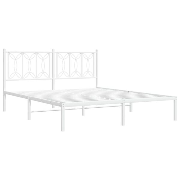 vidaXL Cadre de lit m&eacute;tal sans matelas et t&ecirc;te de lit blanc 160x200 cm