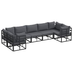 vidaXL Ensemble de canap&eacute; de jardin avec coussin 7 pcs Noir Aluminium