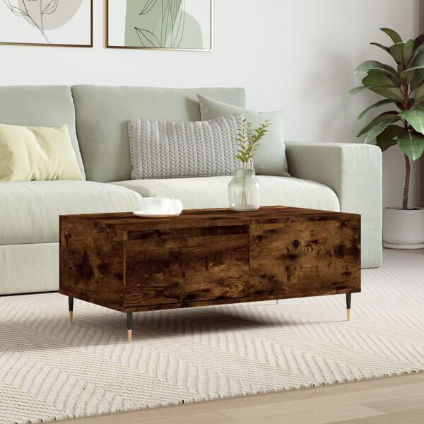vidaXL Table basse Ch&ecirc;ne fum&eacute; 90x50x36,5 cm Bois d'ing&eacute;nierie